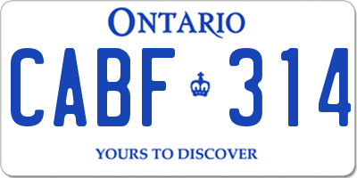 ON license plate CABF314