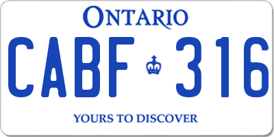 ON license plate CABF316