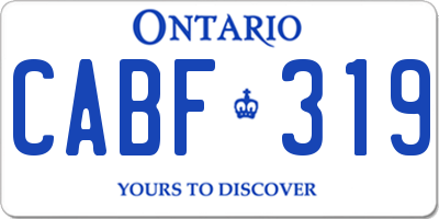 ON license plate CABF319