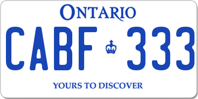 ON license plate CABF333