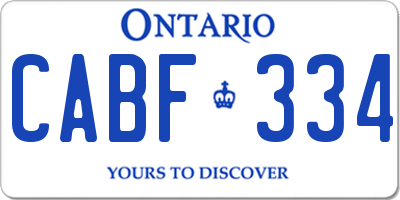 ON license plate CABF334