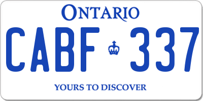 ON license plate CABF337