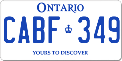 ON license plate CABF349