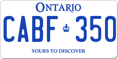 ON license plate CABF350