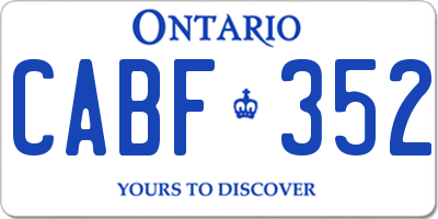 ON license plate CABF352