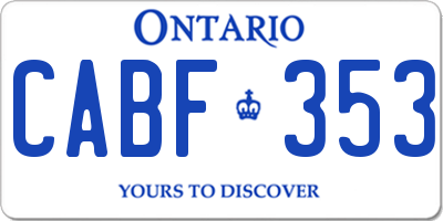 ON license plate CABF353