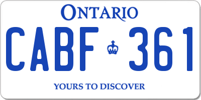 ON license plate CABF361