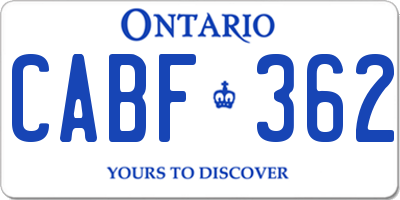 ON license plate CABF362