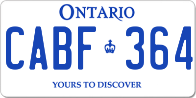 ON license plate CABF364