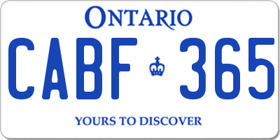 ON license plate CABF365