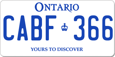 ON license plate CABF366