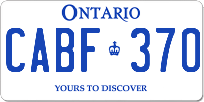 ON license plate CABF370