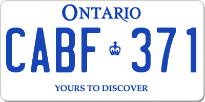 ON license plate CABF371