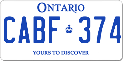 ON license plate CABF374