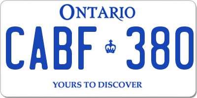 ON license plate CABF380