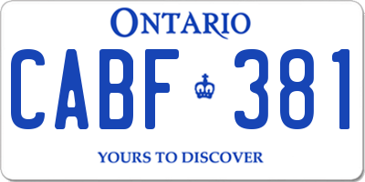 ON license plate CABF381