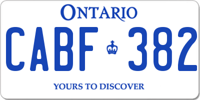 ON license plate CABF382