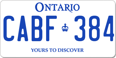 ON license plate CABF384