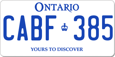 ON license plate CABF385