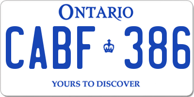 ON license plate CABF386