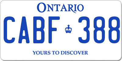 ON license plate CABF388