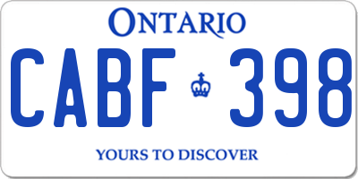 ON license plate CABF398