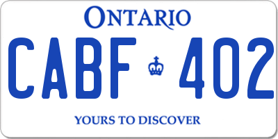 ON license plate CABF402