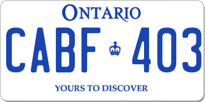 ON license plate CABF403