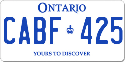 ON license plate CABF425