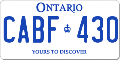 ON license plate CABF430