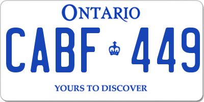 ON license plate CABF449