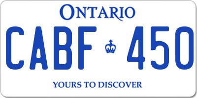 ON license plate CABF450