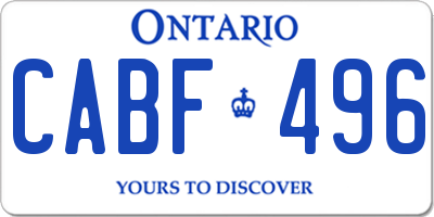 ON license plate CABF496