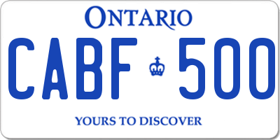 ON license plate CABF500