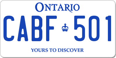 ON license plate CABF501