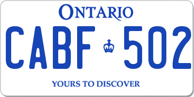 ON license plate CABF502