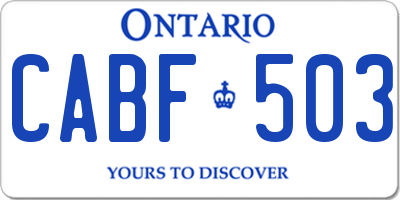 ON license plate CABF503