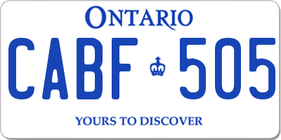 ON license plate CABF505