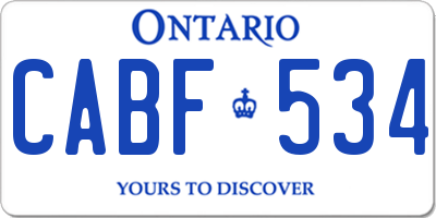 ON license plate CABF534