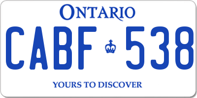 ON license plate CABF538