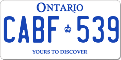 ON license plate CABF539