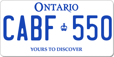 ON license plate CABF550