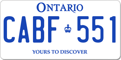 ON license plate CABF551