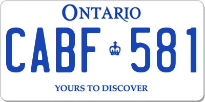 ON license plate CABF581