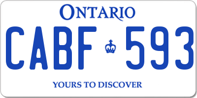 ON license plate CABF593