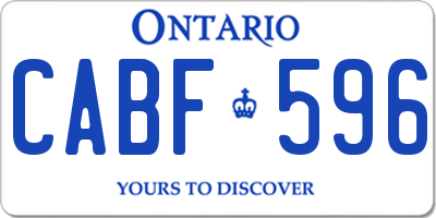 ON license plate CABF596