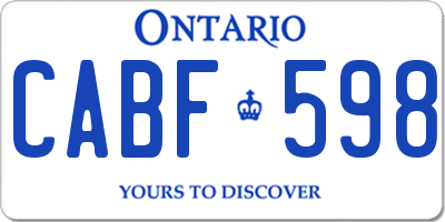 ON license plate CABF598