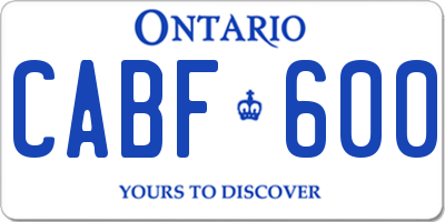 ON license plate CABF600