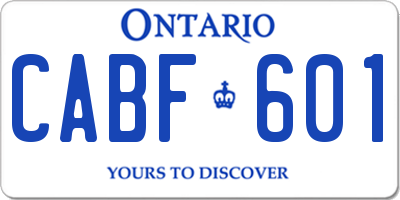 ON license plate CABF601