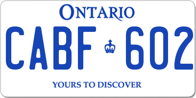 ON license plate CABF602